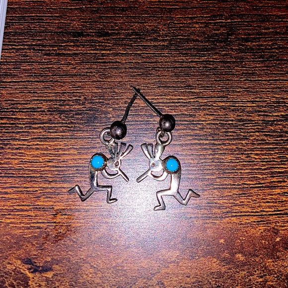 Kokopelli Turquoise Earrings - Picture 2 of 5
